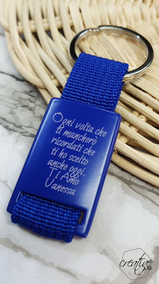 Portachiavi blu, personalizzabile (R45)