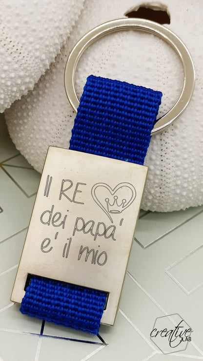 Portachiavi con strap blu, personalizzabile (R61)