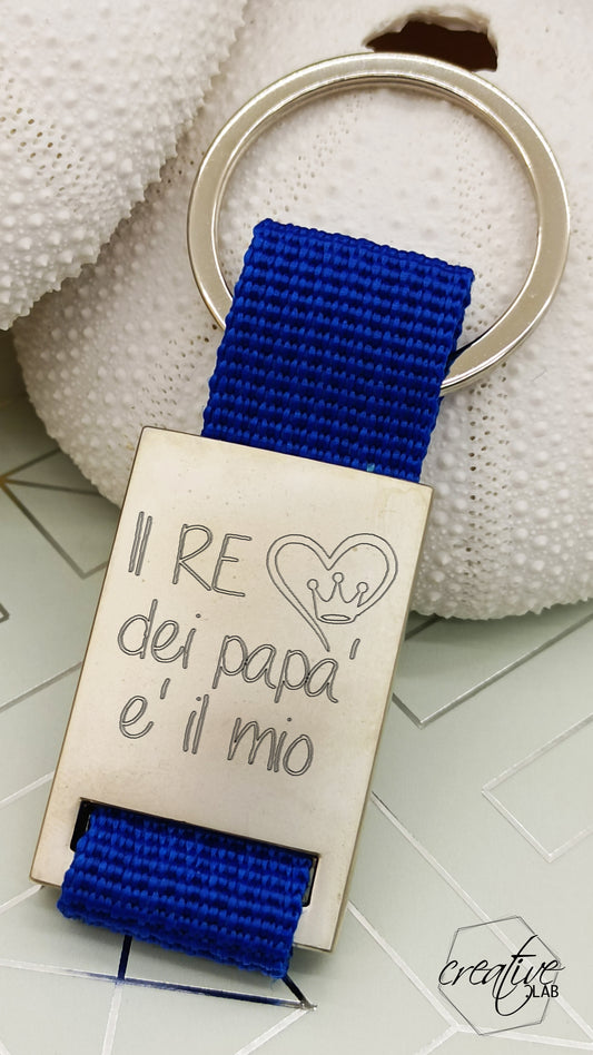 Portachiavi con strap blu, personalizzabile (R61)