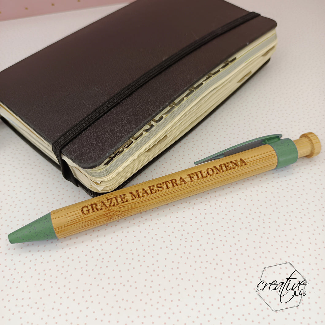 Penna di bamboo personalizzabile per insegnante