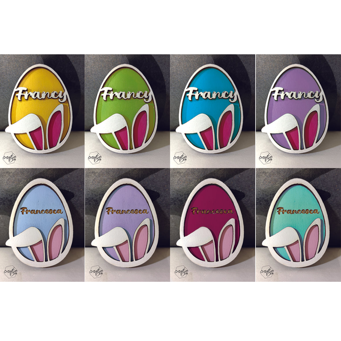 Segnaposto Pasquale uovo con orecchie